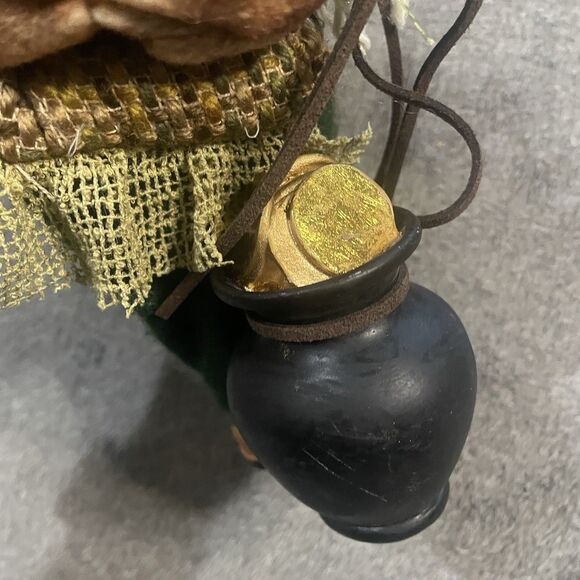 St. Patrick's Day Leprechaun Figure with Pot of Gold 12" Standing Leopard Coat - Picture 6 of 11